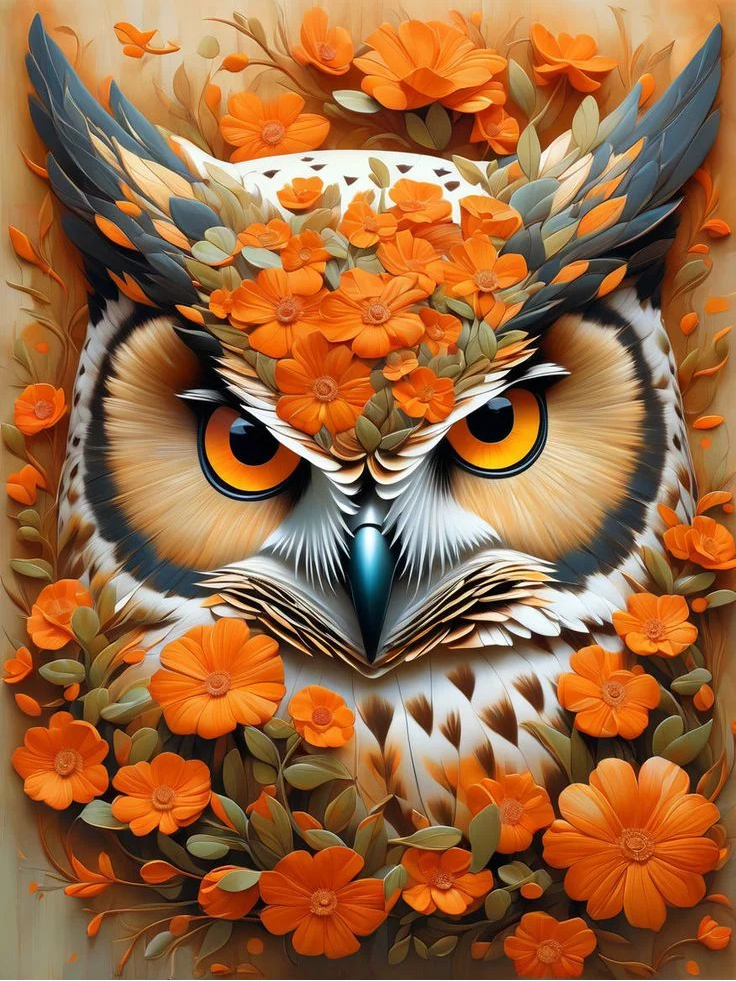 5D Diamond Painting - Abstrakte Eule