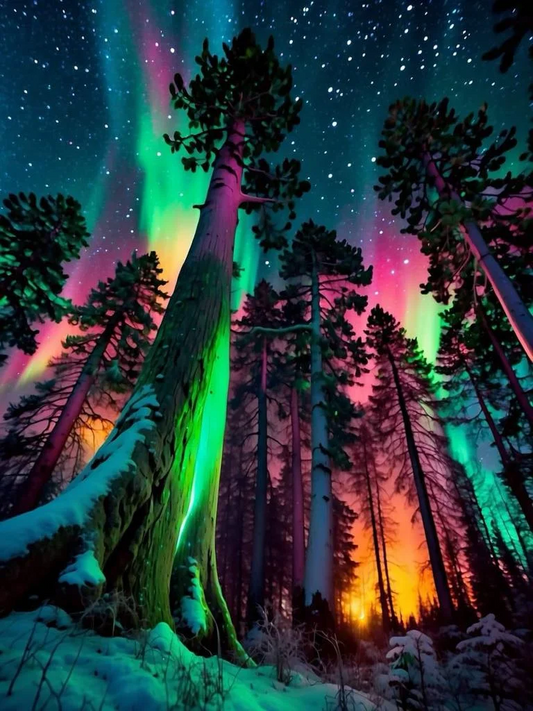 5D Diamond Painting - Aurora Wald