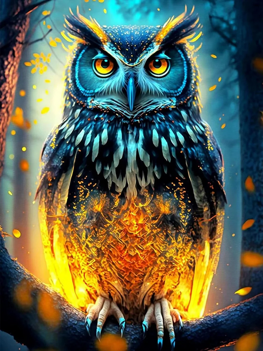 5D Diamond Painting - Feuer Eule