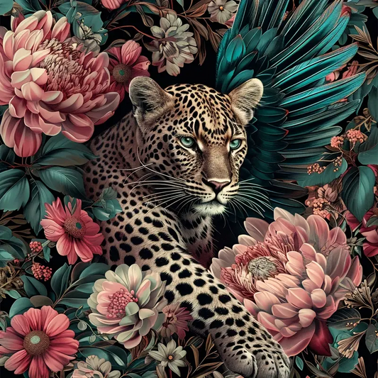 5D Diamond Painting - Leopard in Blüte