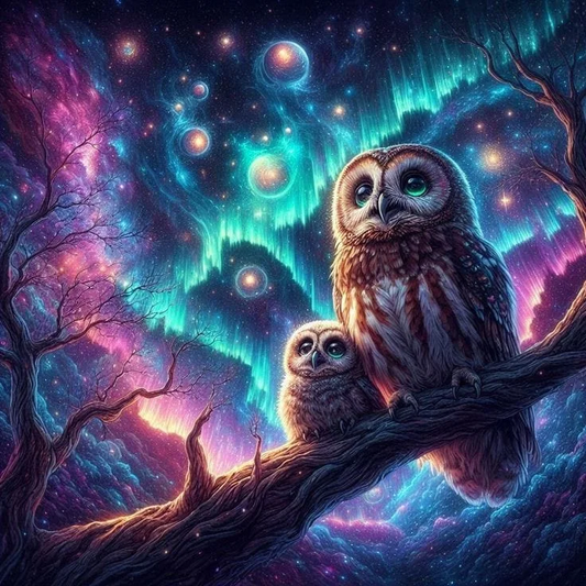 5D Diamond Painting - Eule unter den Sternen