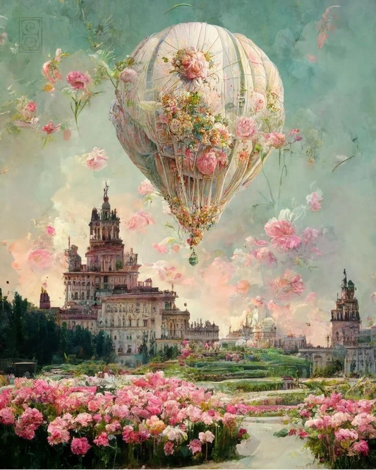 5D Diamond Painting - Heißluftballons und Schlösser