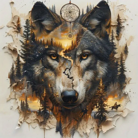 5D Diamond Painting - Abstrakter Wolf