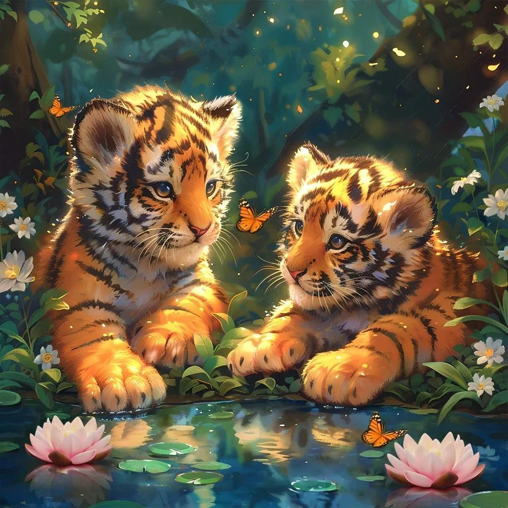 5D Diamond Painting - kleiner Tiger