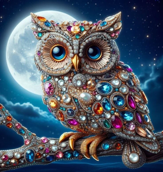 5D Diamond Painting - Juwelenbesetzte Eule