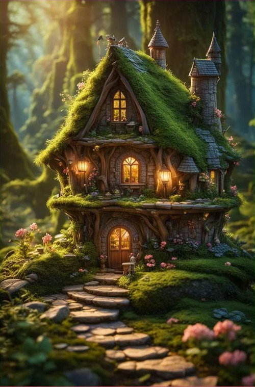 5D Diamond Painting - Hütte in den Wäldern