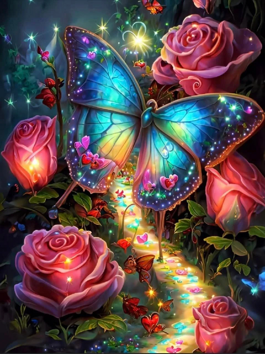 5D Diamond Painting - Schmetterlinge und Blumen