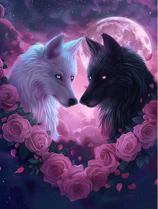 5D Diamond Painting - Zwei Wölfe