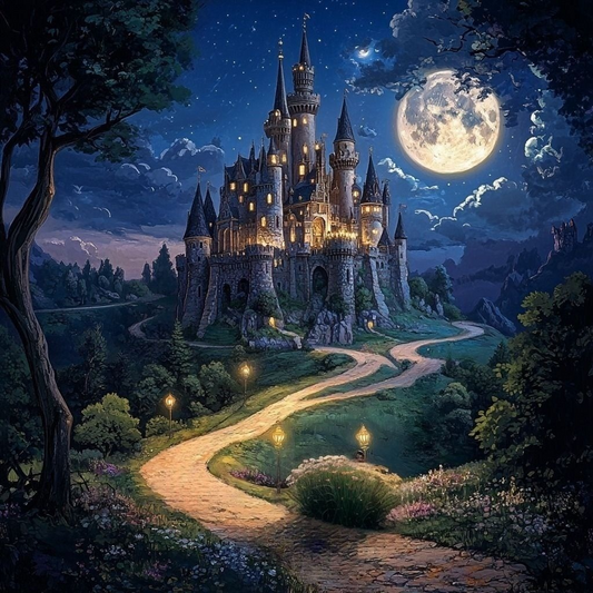 5D Diamond Painting - Schloss bei Nacht