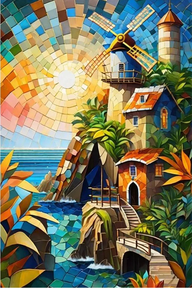 5D Diamond Painting - Farbenfrohe Landschaften