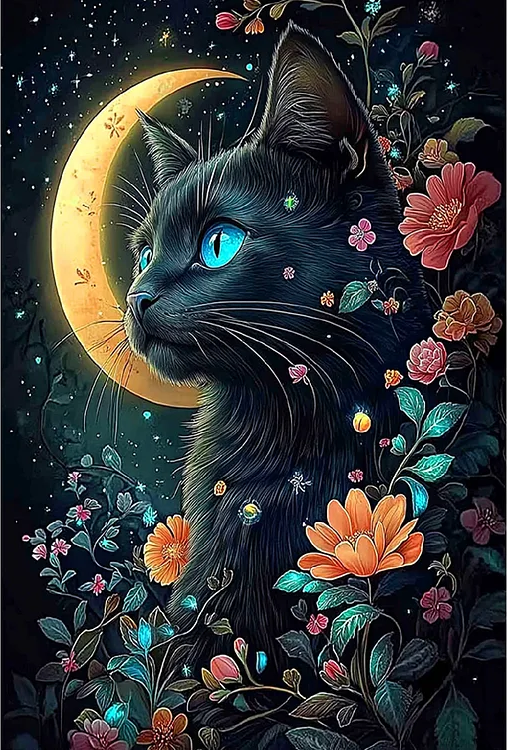 5D Diamond Painting - Schwarze Katze