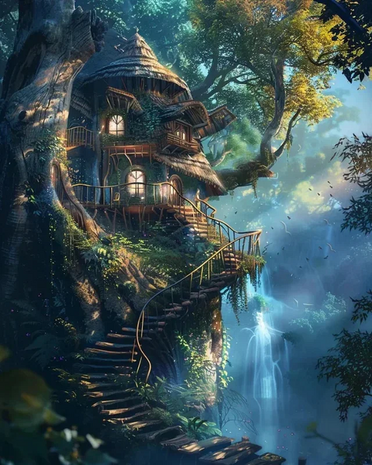 5D Diamond Painting - Fantasie Baumhaus