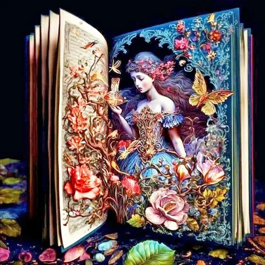 5D Diamond Painting - Die Frau im Buch