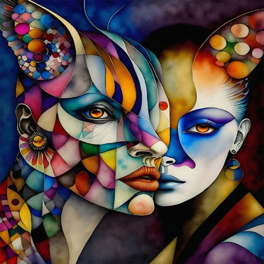5D Diamond Painting - Abstraktes Gesicht einer Frau
