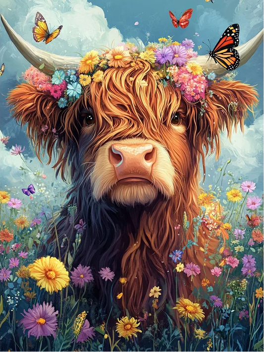 5D Diamond Painting - Yak In Den Blumen