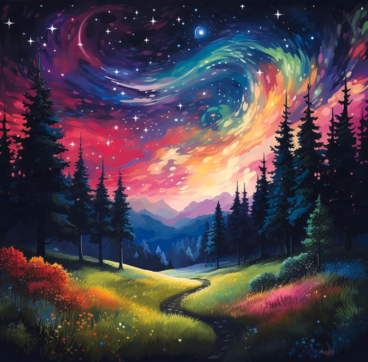 5D Diamond Painting - Aurora Wald