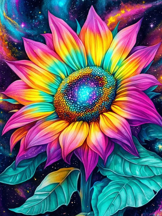 5D Diamond Painting - Bunte Sonnenblume