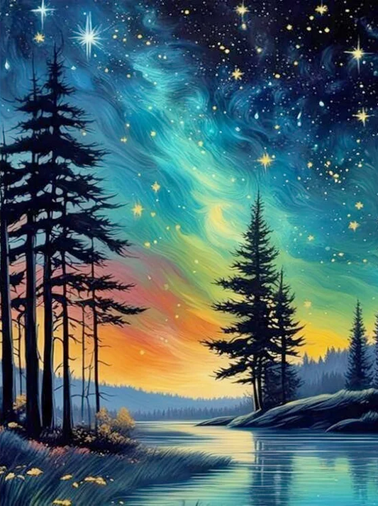 5D Diamond Painting - Aurora Wald