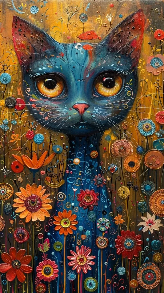 5D Diamond Painting - Abstrakte Katze