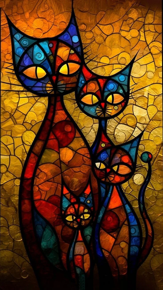 5D Diamond Painting - Abstrakte Katze