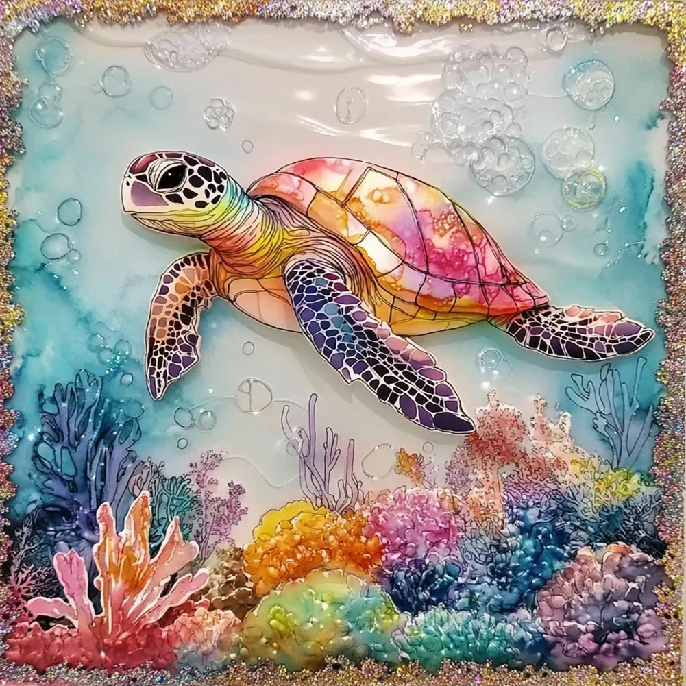 5D Diamond Painting - Abstrakte Meeresschildkröte