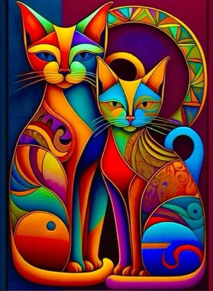 5D Diamond Painting - Abstrakte Katze
