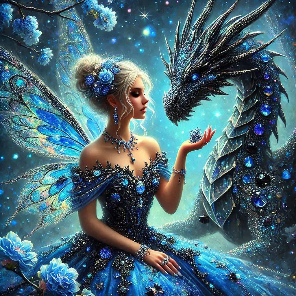5D Diamond Painting - Die Schöne und der Drache