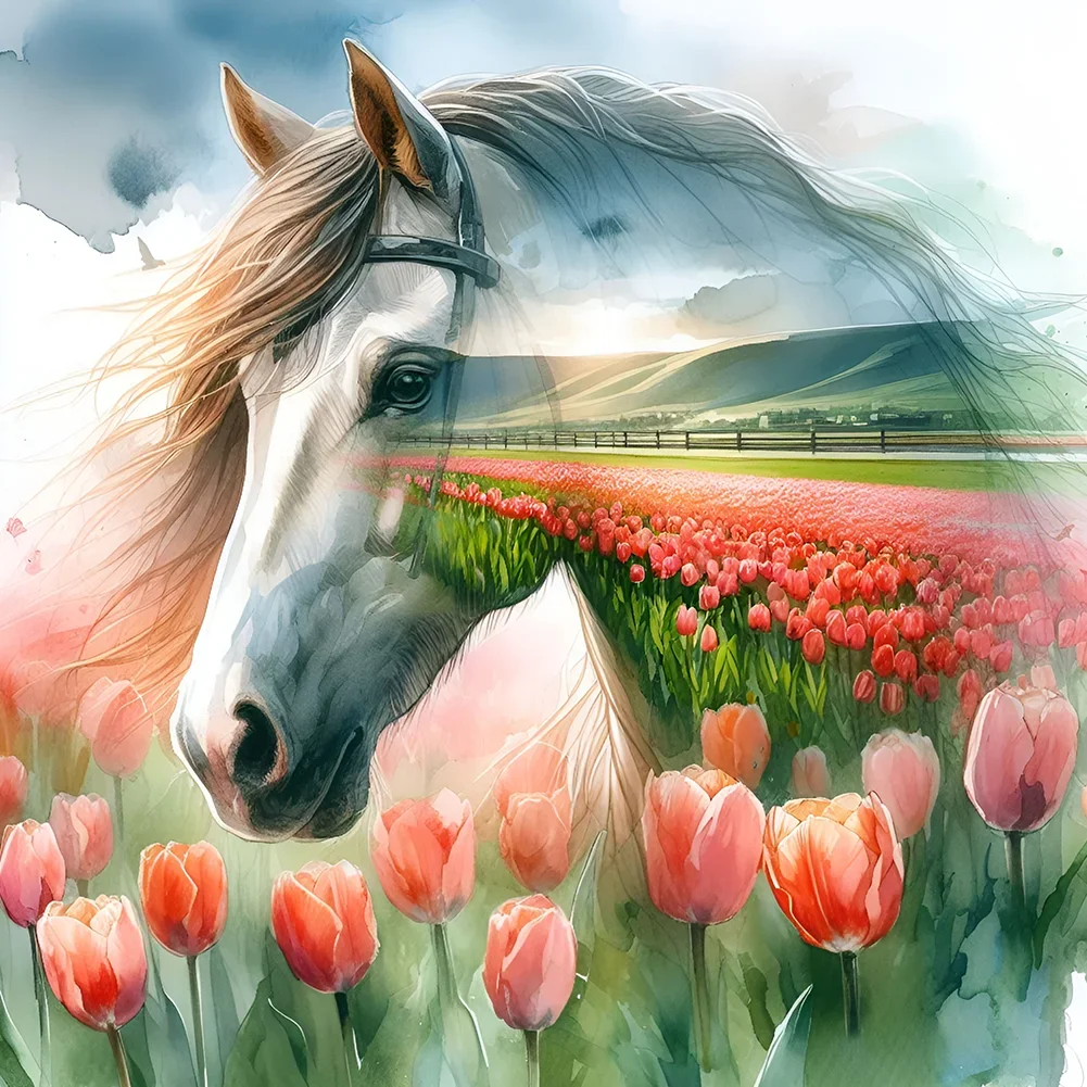 5D Diamond Painting - Abstraktes Pferd