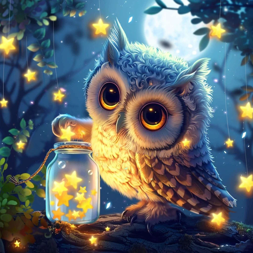 5D Diamond Painting - Niedliche Eule