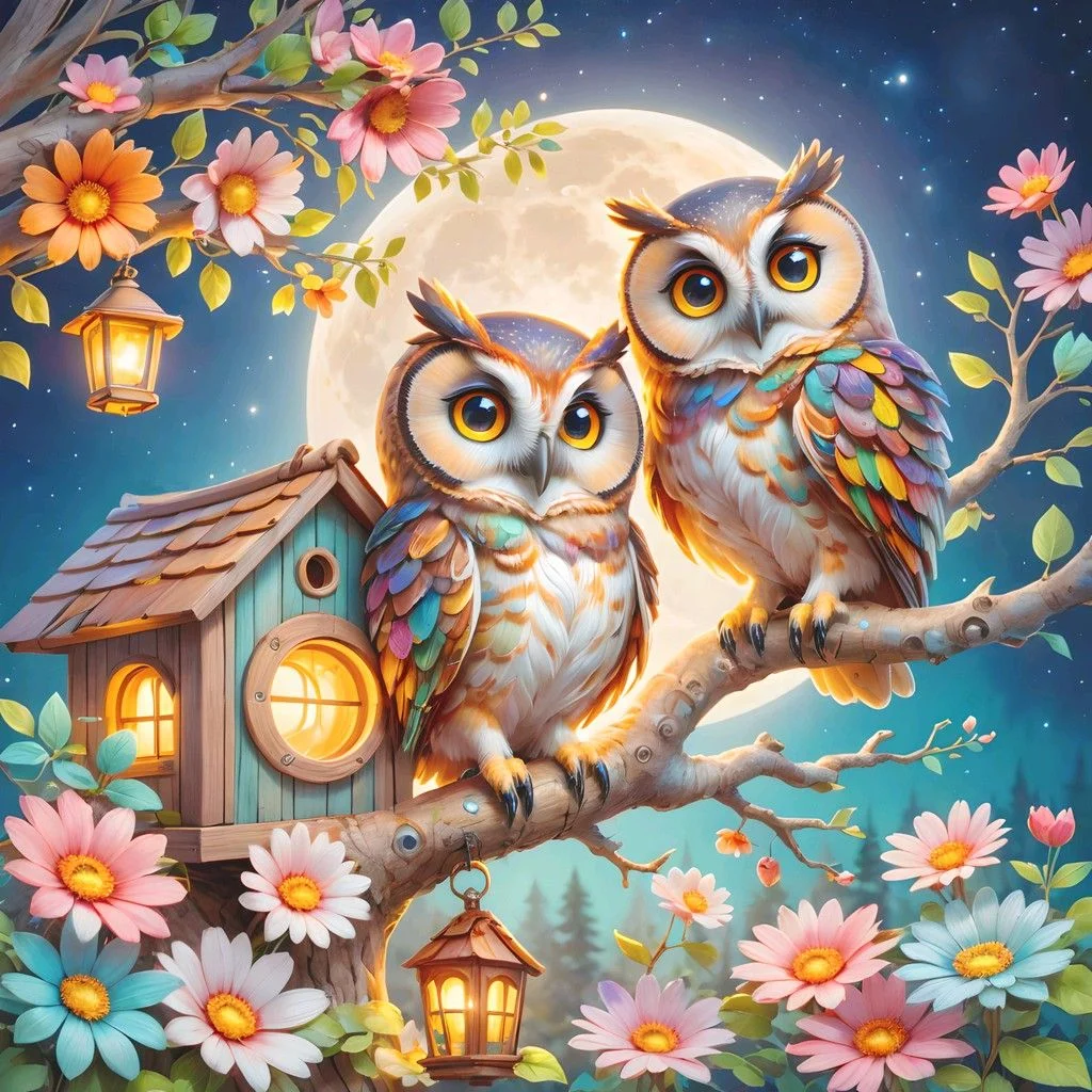 5D Diamond Painting - Eulen