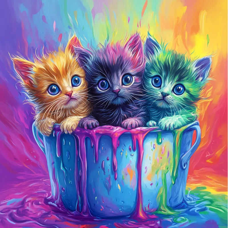 5D Diamond Painting - Drei Kätzchen