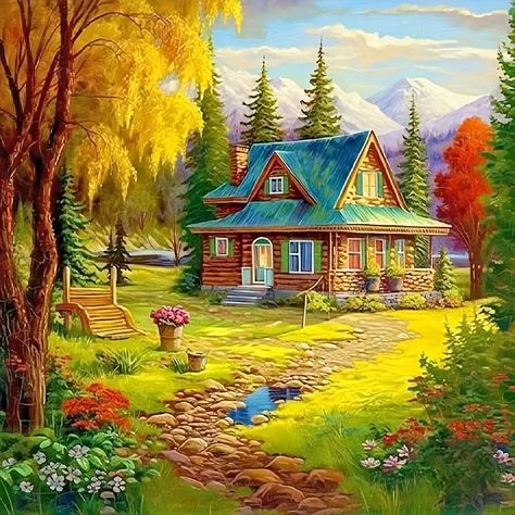 5D Diamond Painting - Schönes Haus
