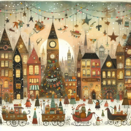 5D Diamond Painting - Weihnachten Straßenansicht