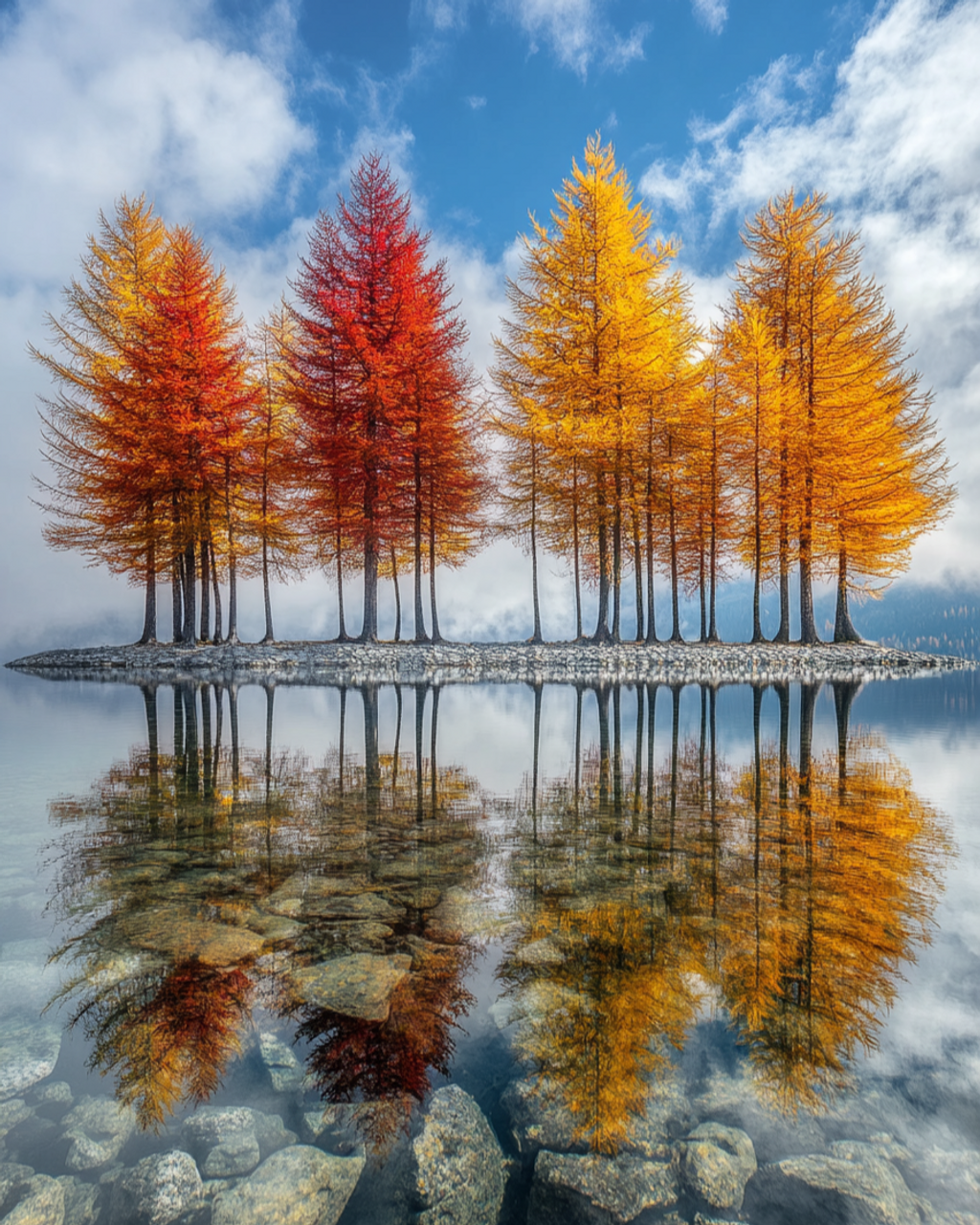 5D Diamond Painting - Spiegelung eines Baumes