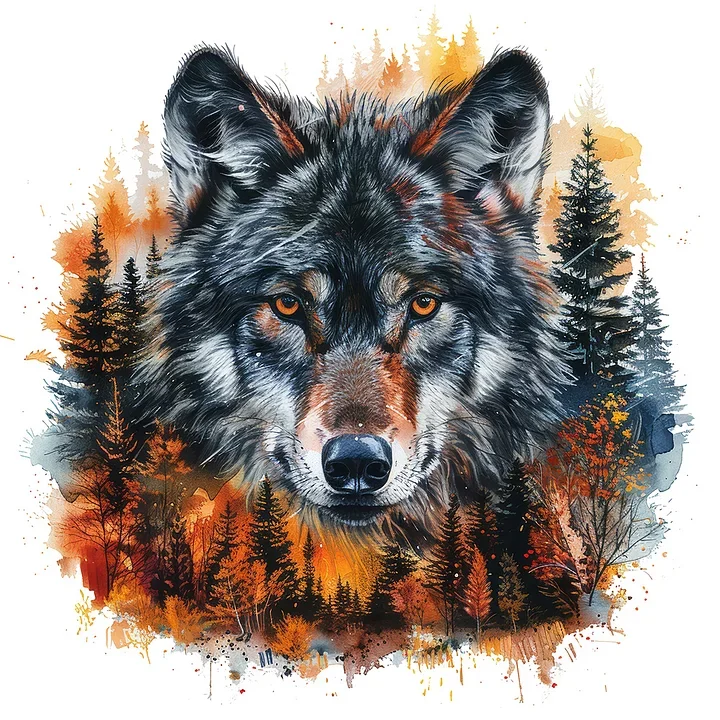 5D Diamond Painting - Abstrakter Wolf