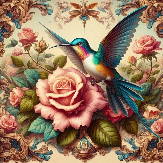 5D Diamond Painting - Blumen und Vögel