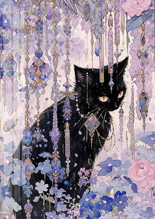 5D Diamond Painting - schwarze Katze