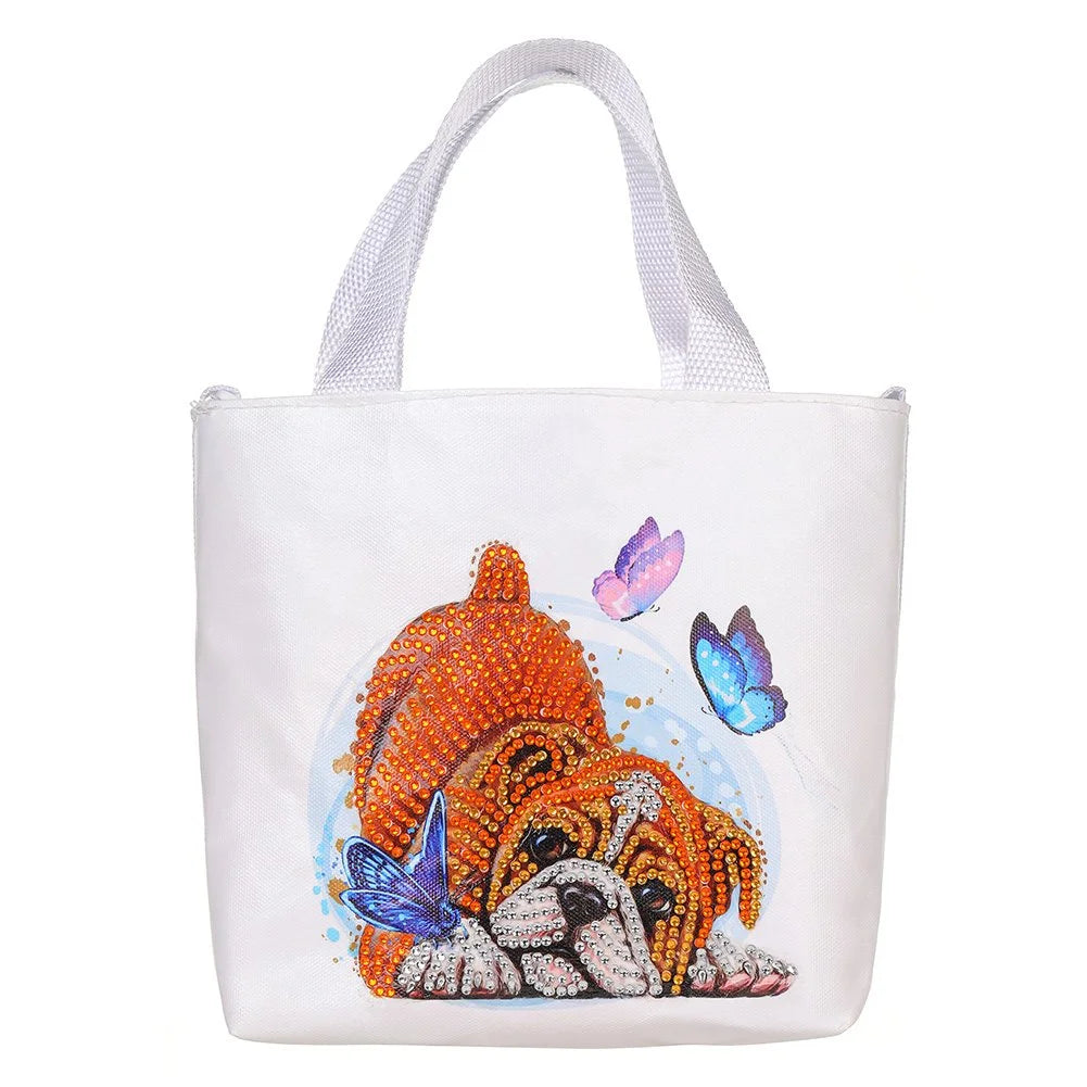 Diamond Painting Handtasche - Schmetterling und Hund