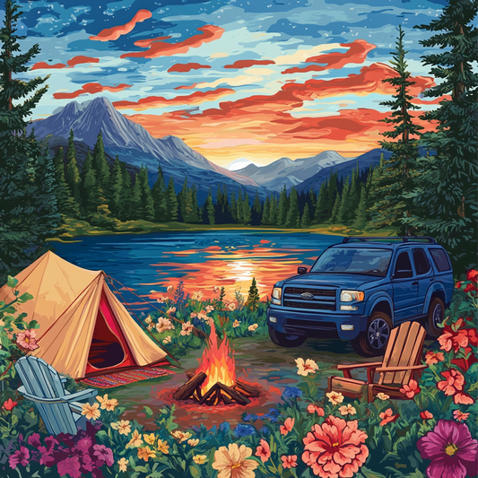 5D Diamond Painting - Camping Leben