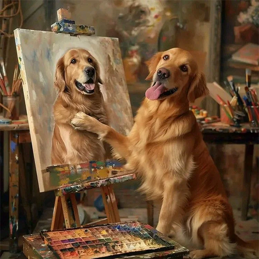 5D Diamond Painting - Hund Selbstporträt