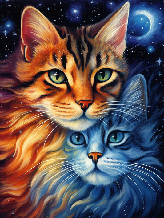 5D Diamond Painting - Zwei Katzen.