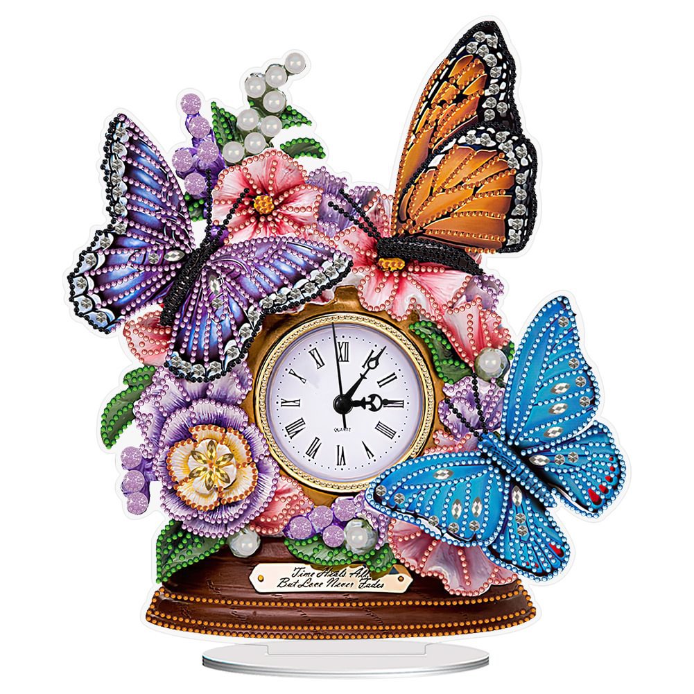 Diamond PaintingTier und Blume-Diamant Uhr Ornamente