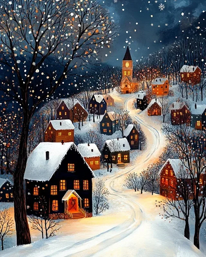 5D Diamond Painting - Schneelandschaft