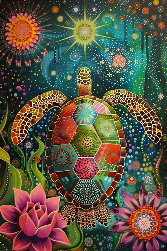 5D Diamond Painting - Abstrakte Meeresschildkröte