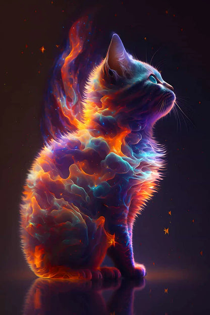 5D Diamond Painting - Regenbogen Katze