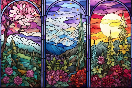 5D Diamond Painting - Glasmalerei Stil Landschaft