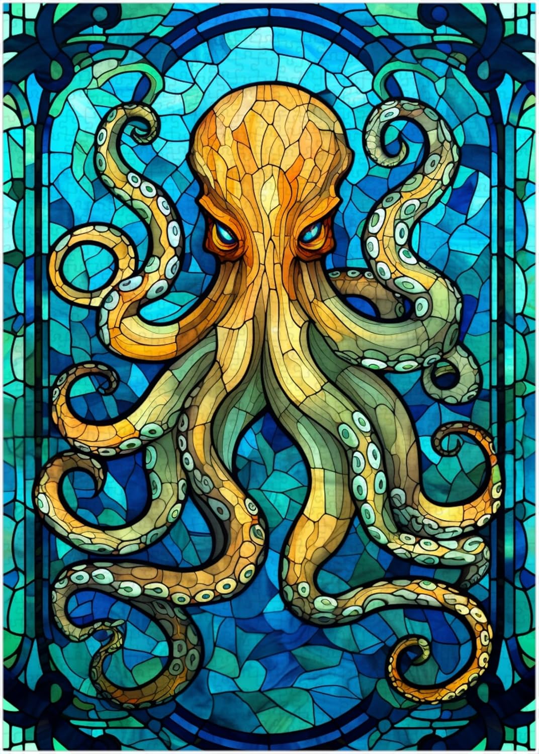 5D Diamond Painting - Glasmalerei Stil Oktopus