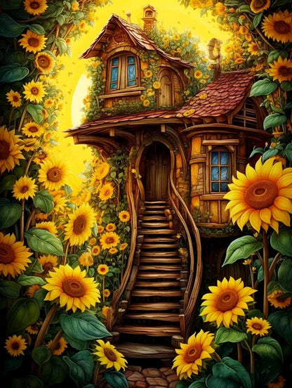 5D Diamond Painting - Chalet in Blume
