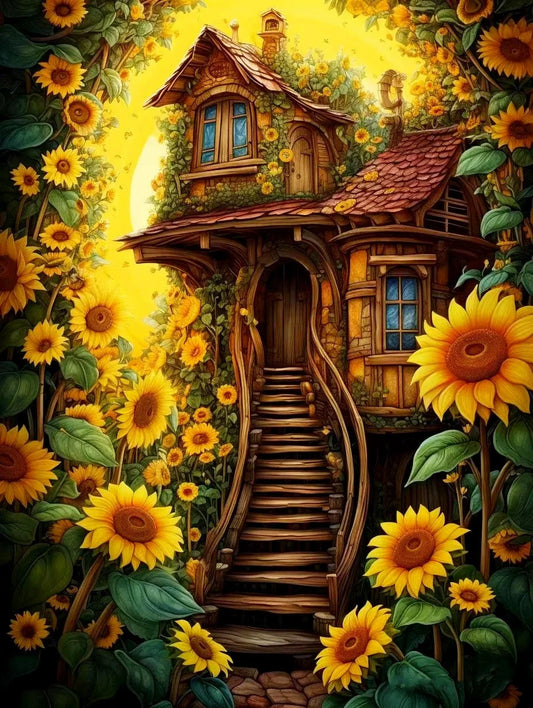5D Diamond Painting - Chalet in Blume