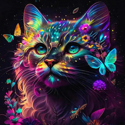 5D Diamond Painting - Schmetterling und Katze